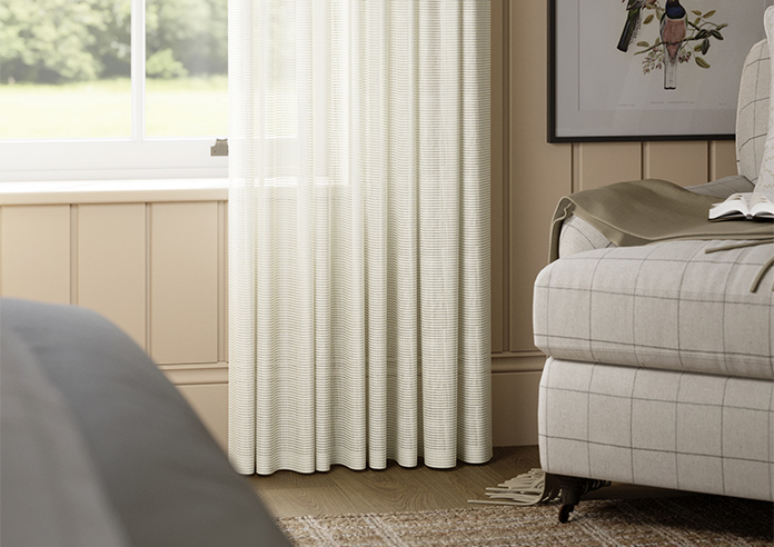 Catania Stripe Voile, Powder Cream - Made to Measure Curtains - Image 5